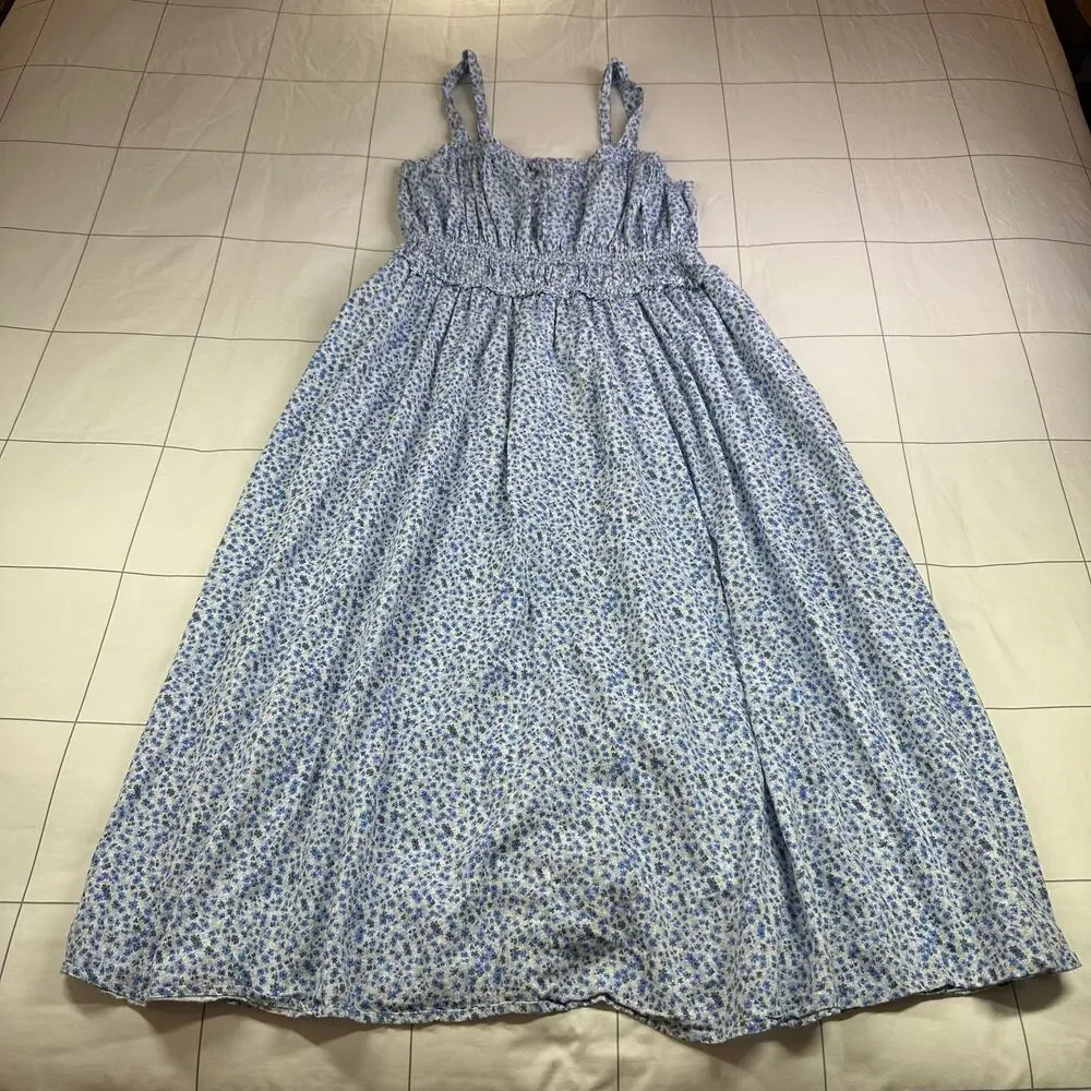 Gap Dress Womens Large Blue Floral Ditsy Sleeveless Cottage Prairie Milkmaid - Picture 3 of 11